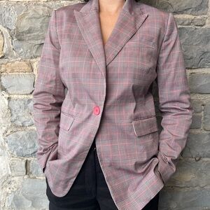 United Colors of Benetton Pink Plaid Blazer